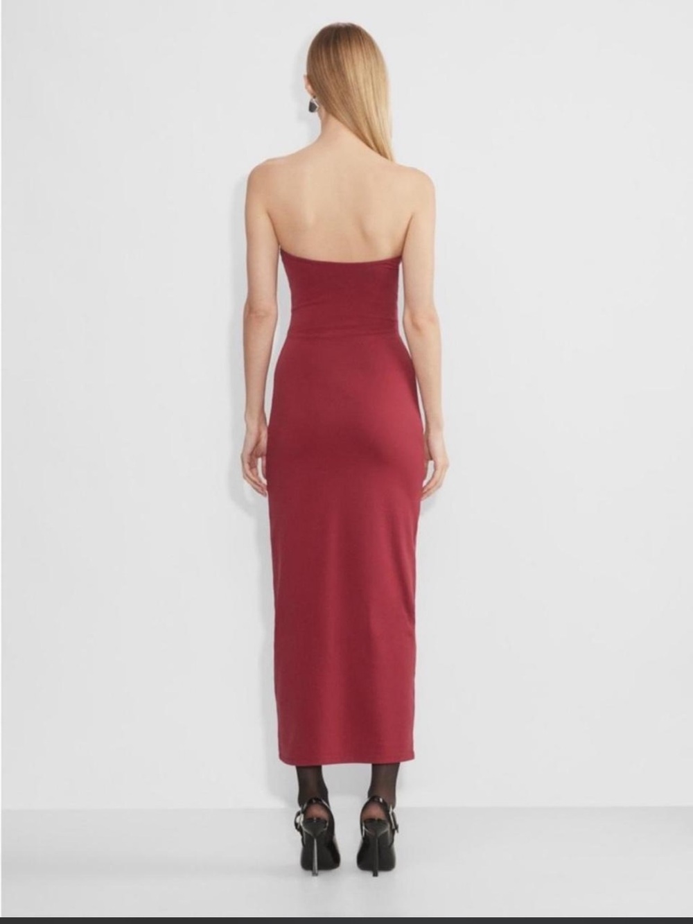 Aritzia $98 Contour Enrapture Maxi Tube Dress in Dark Ruby Red Size XS New - Picture 4 of 7